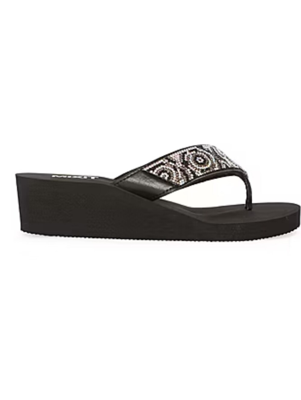 * Mixit Women's Rose Wedge Embellished Rhinestones Sandals Shoes Black Size 10 - Picture 4 of 16